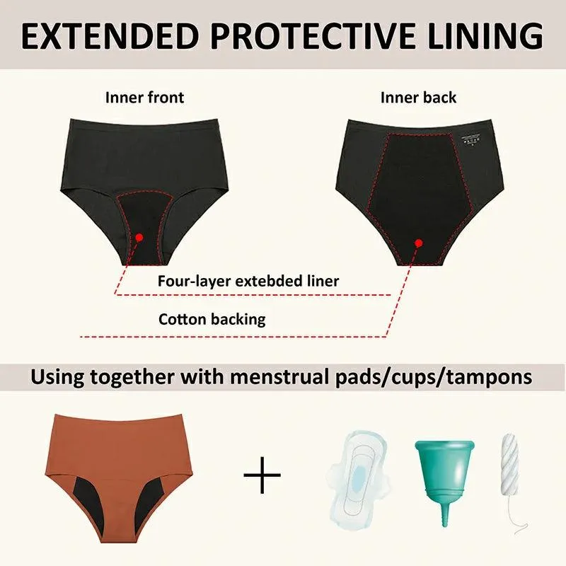 【1 ORDER 3 SIZES】Beautikini Stretch Seamless High Waisted Incontinence Period Underwear