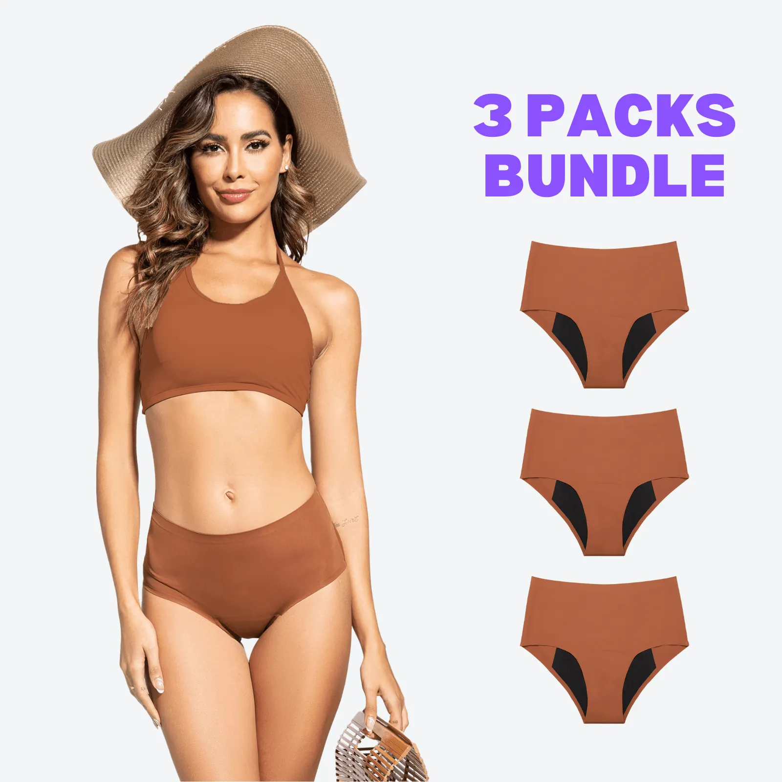 【1 ORDER 3 SIZES】Beautikini Stretch Seamless High Waisted Incontinence Period Underwear