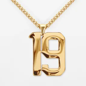 19 Number Pendant with Chain Kids Necklace - Gold Plated Stainless Steel