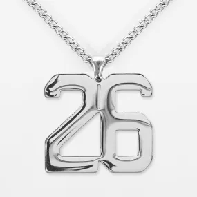 26 Number Pendant with Chain Kids Necklace - Stainless Steel