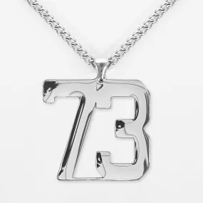 73 Number Pendant with Chain Kids Necklace - Stainless Steel