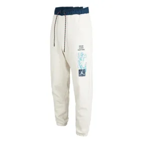 Air Jordan Essentials Mountainside Casual Sports Lacing Printing Long Pants 'White', White