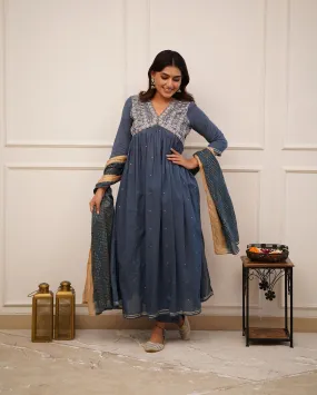 Beautiful Designer Party Wear Alia Cut Pure Cotton Salwar Suit