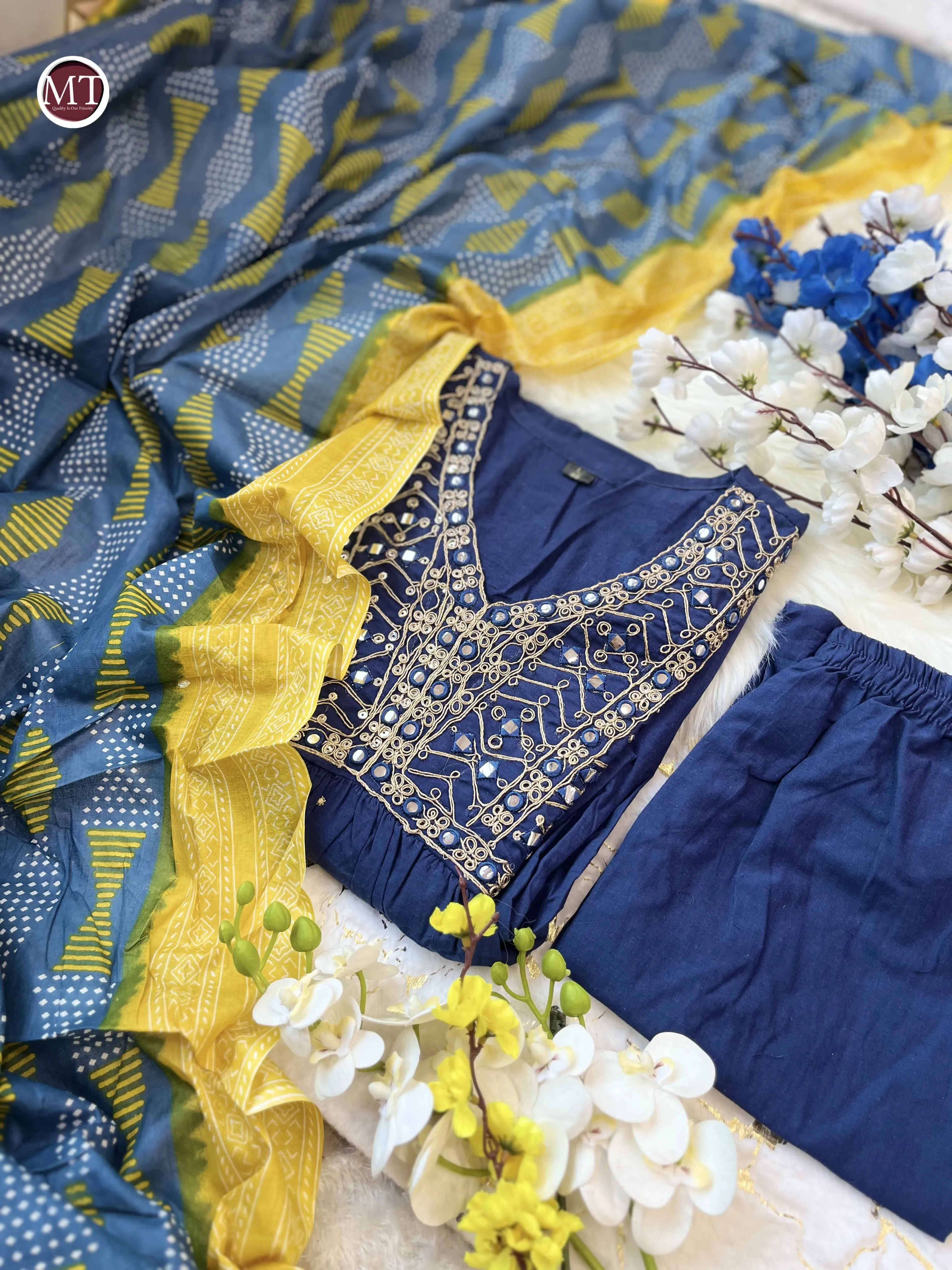 Beautiful Designer Party Wear Alia Cut Pure Cotton Salwar Suit