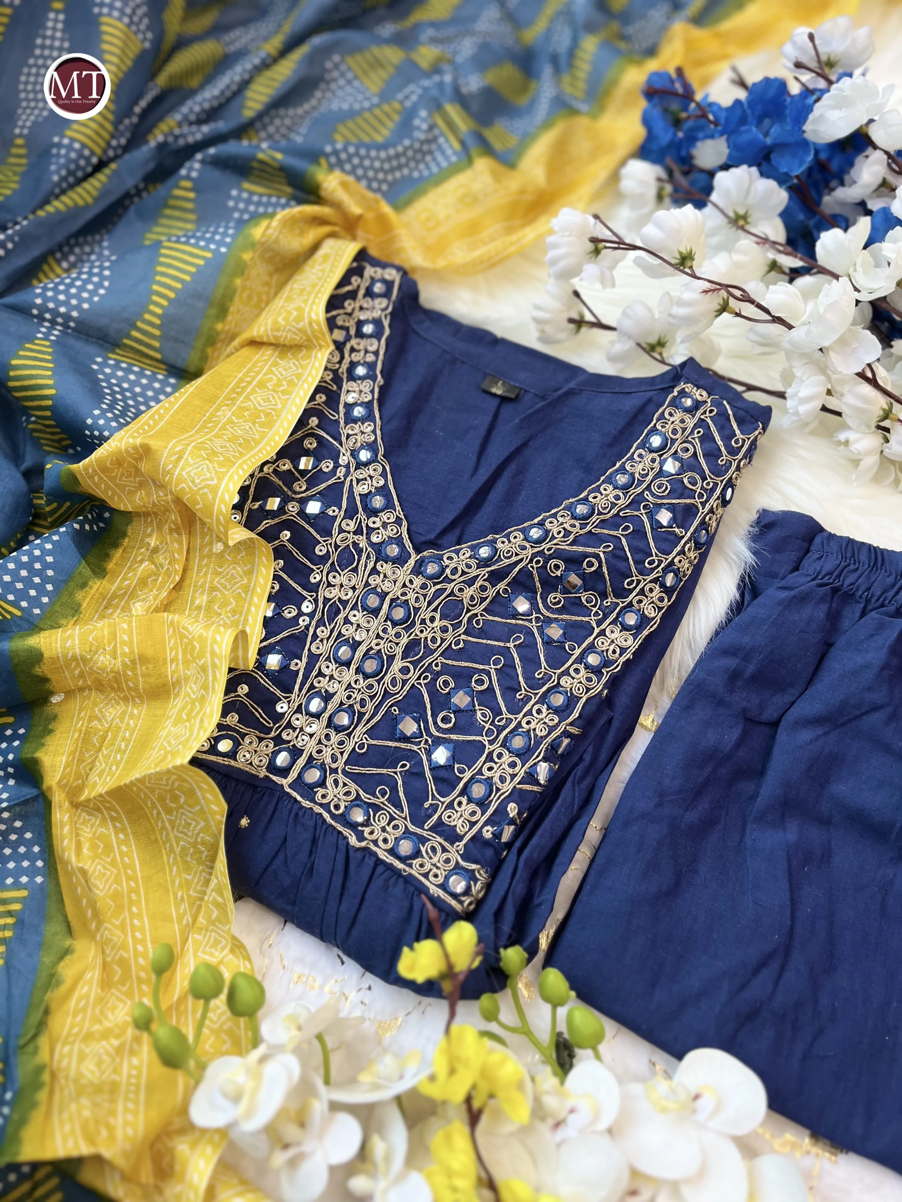 Beautiful Designer Party Wear Alia Cut Pure Cotton Salwar Suit
