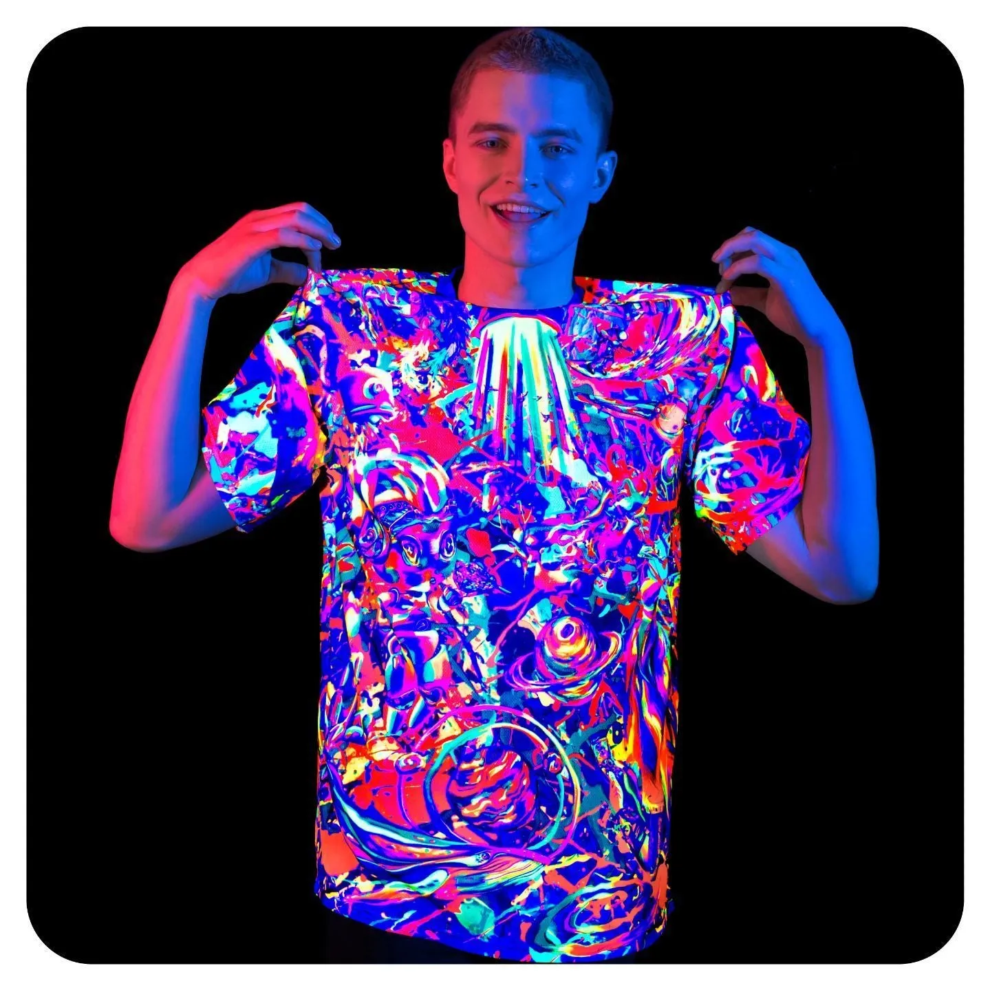 Blacklight T-Shirt Glow in UV Fluorescent Cosmic Color
