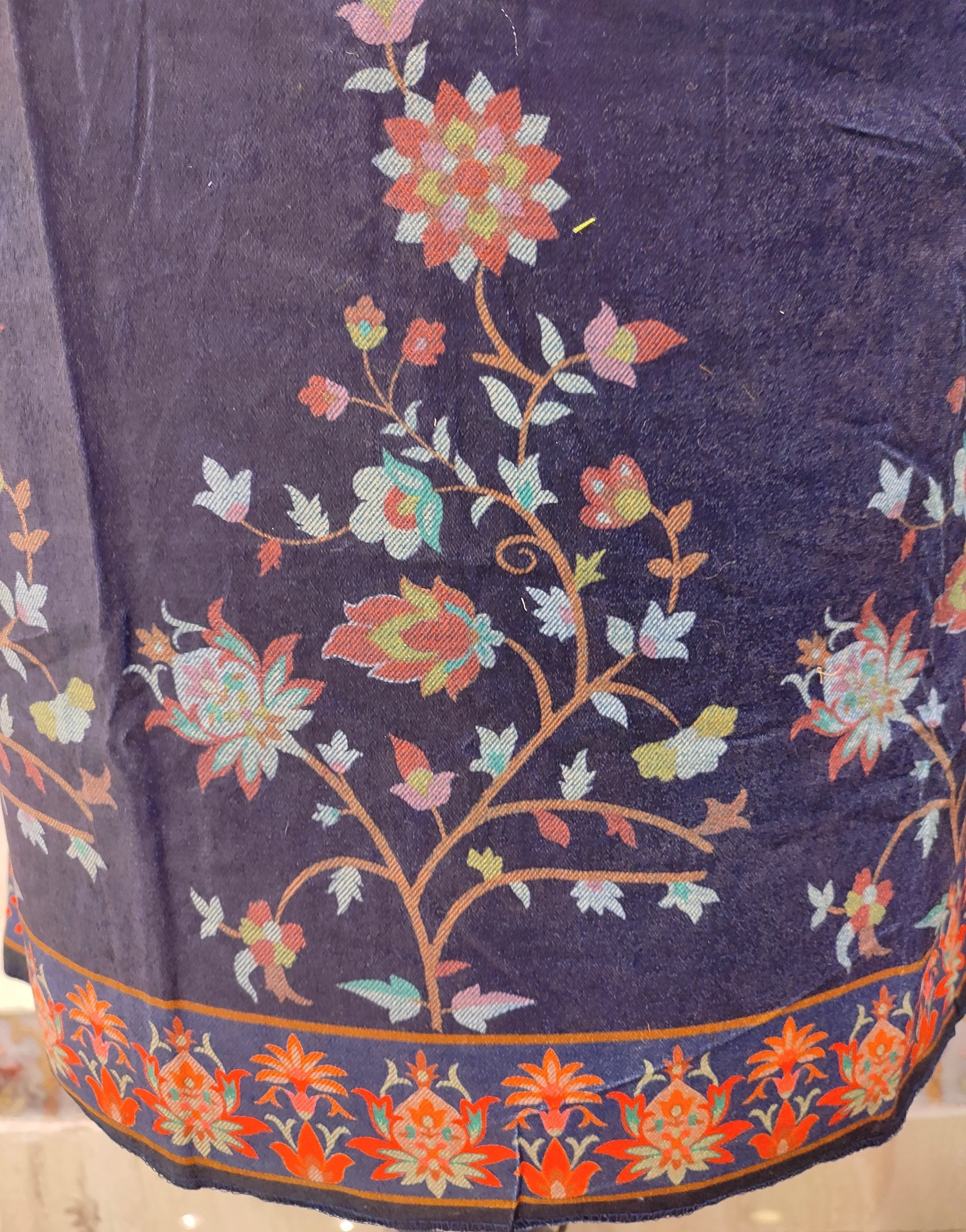 Blue Velvet Unstitched Suit In Digital Print
