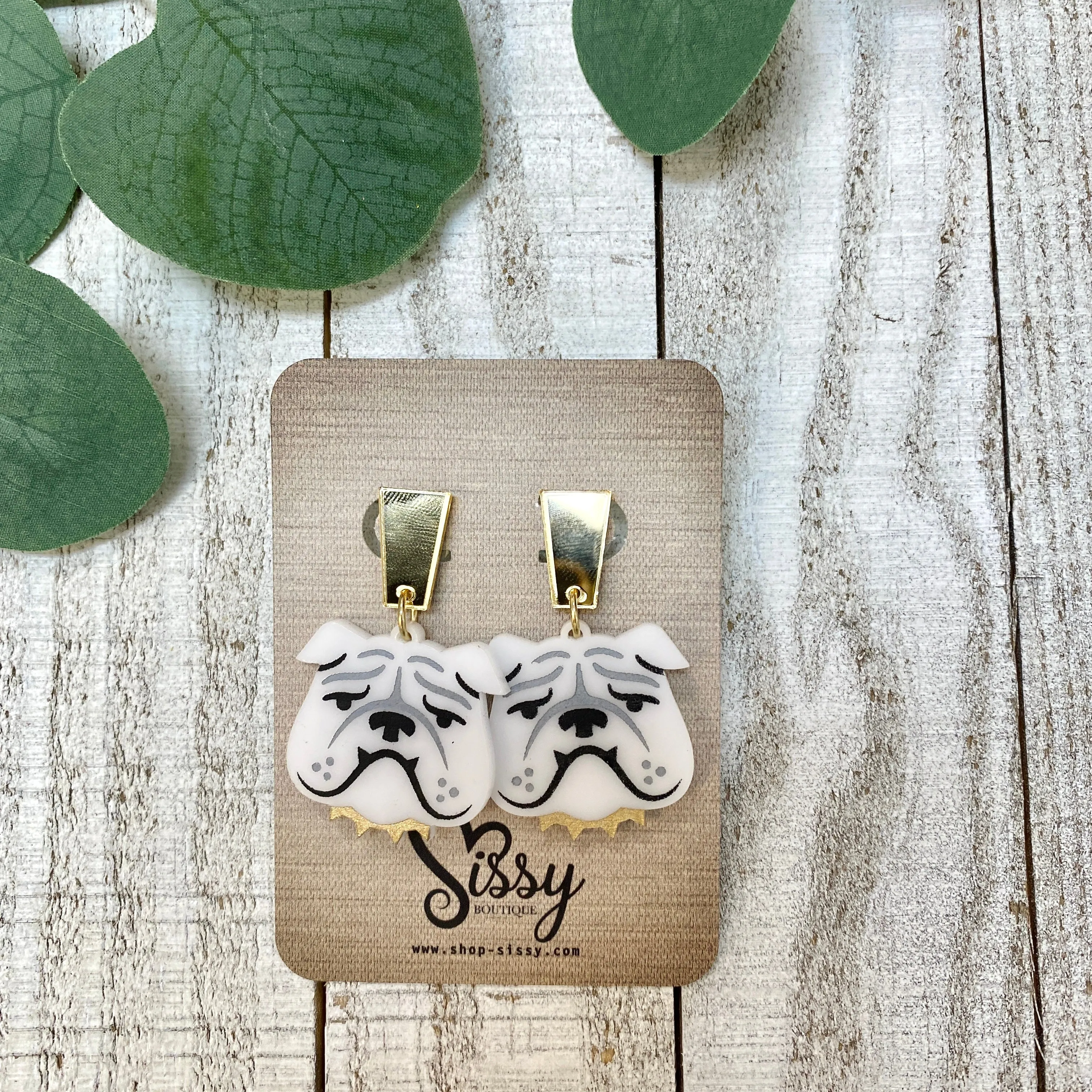 BULLDOG DANGLE EARRINGS
