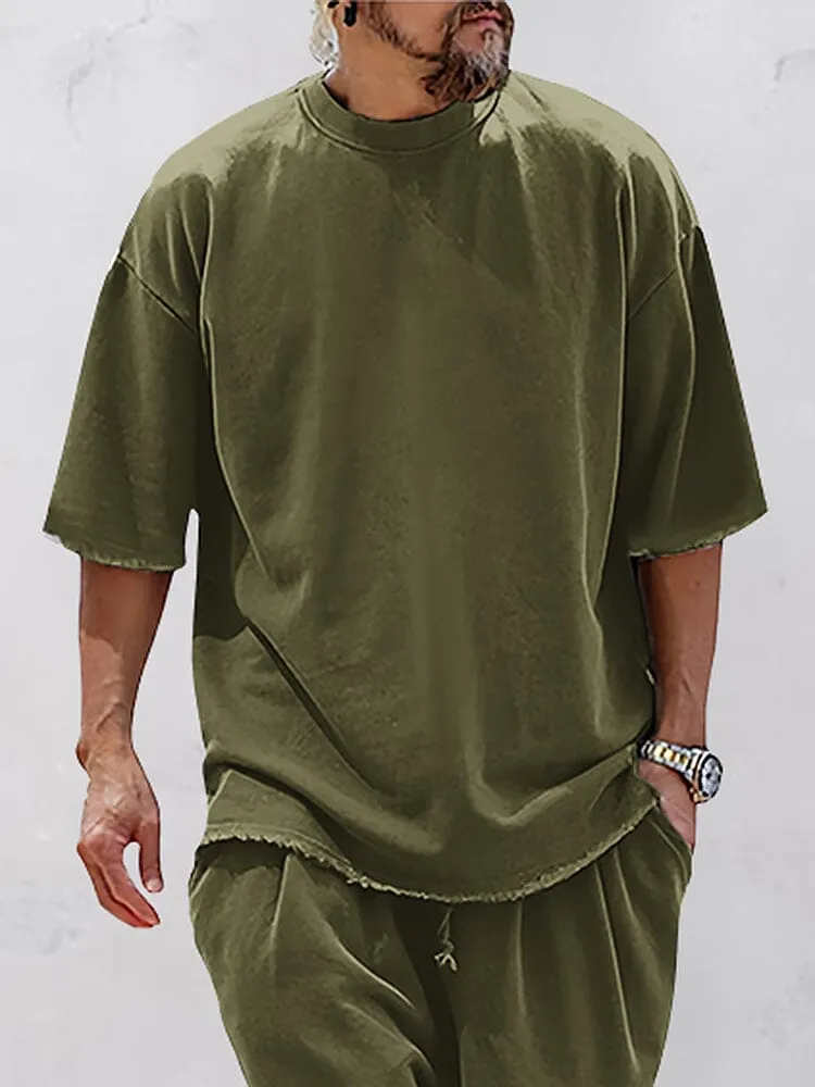 Casual Loose Fit Pure Cotton Sports T-shirt/ Sports Shorts