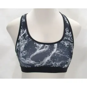 Champion B0971 Wire Free Sports Bra LARGE Black & White Abstract Print