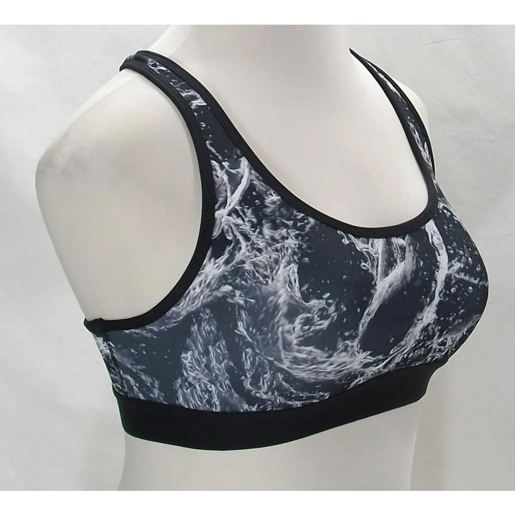 Champion B0971 Wire Free Sports Bra LARGE Black & White Abstract Print