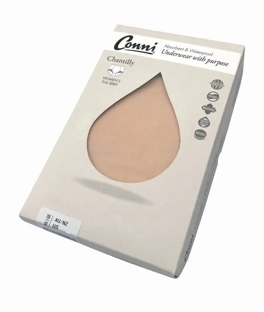 Conni Ladies Classic Brief  Absorbent Undergarment Beige- (AU/NZ) Size 16