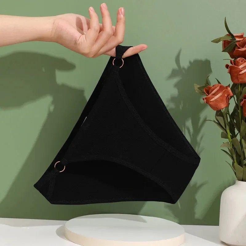 Cotton Briefs Low Rise Panties for Women Ring Link Hook Underwear Female Ribbed Breathable Soft Underpants Intimates Lingerie