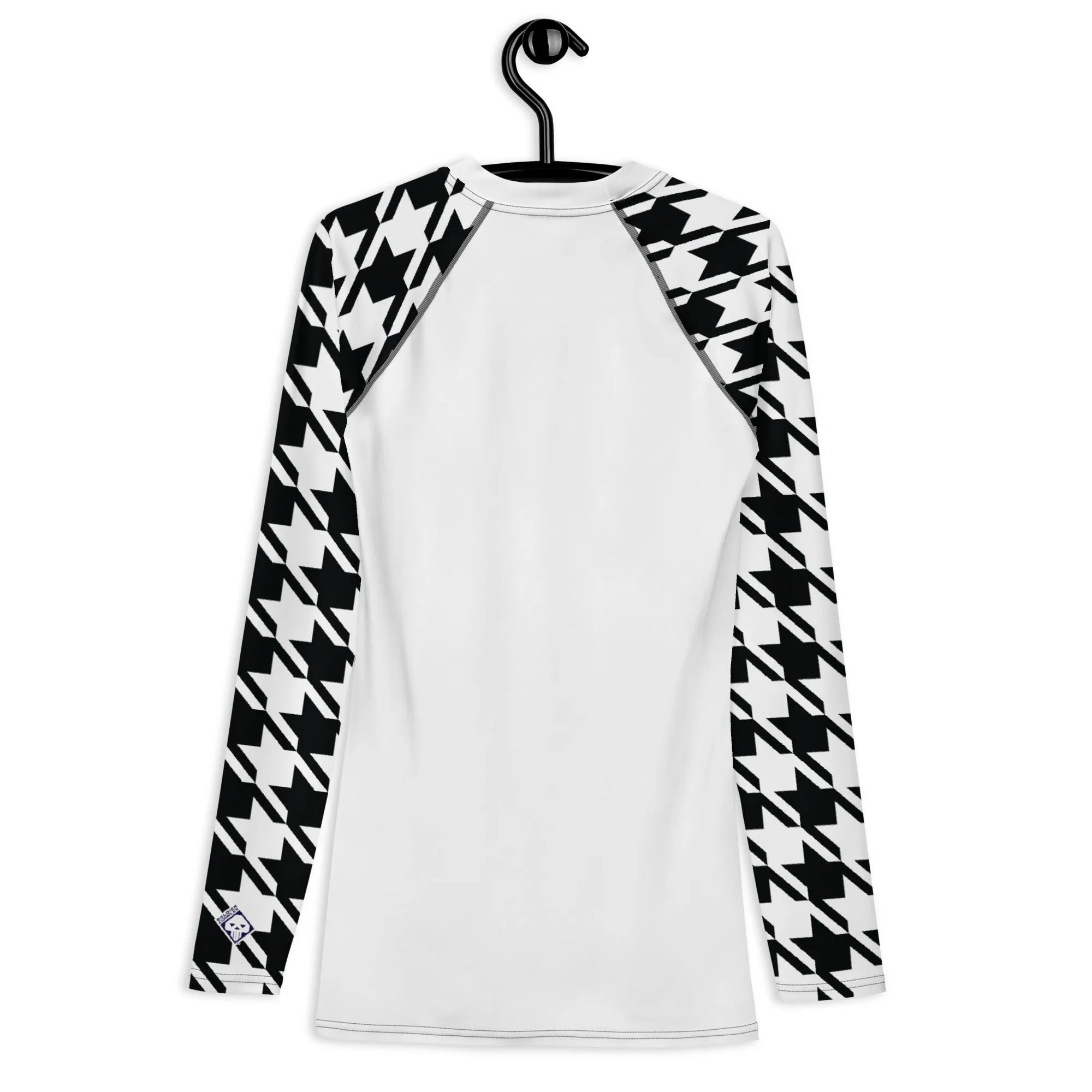 Dynamic Defense: Men's Classic Judo Houndstooth BJJ Rash Guard Blanc