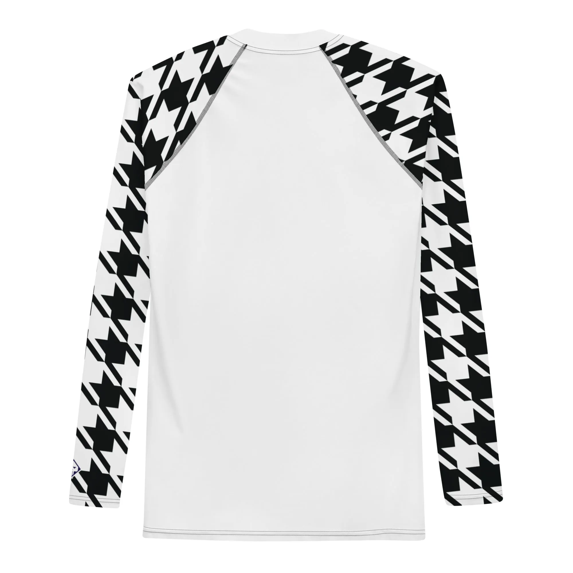 Dynamic Defense: Men's Classic Judo Houndstooth BJJ Rash Guard Blanc