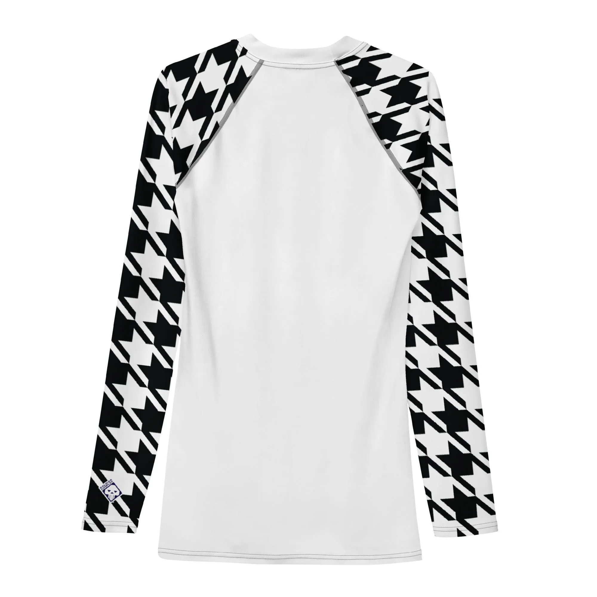 Dynamic Defense: Men's Classic Judo Houndstooth BJJ Rash Guard Blanc