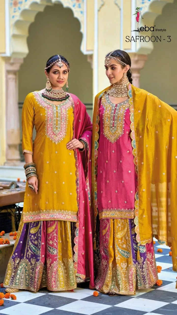 Eba Lifestyle Saffron Vol-3 1624-1625 Series Latest Readymade Salwar Kameez