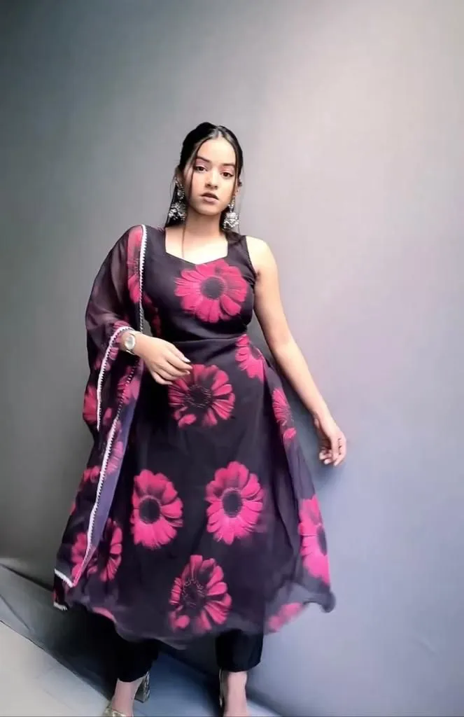 Floral print Organza Suit