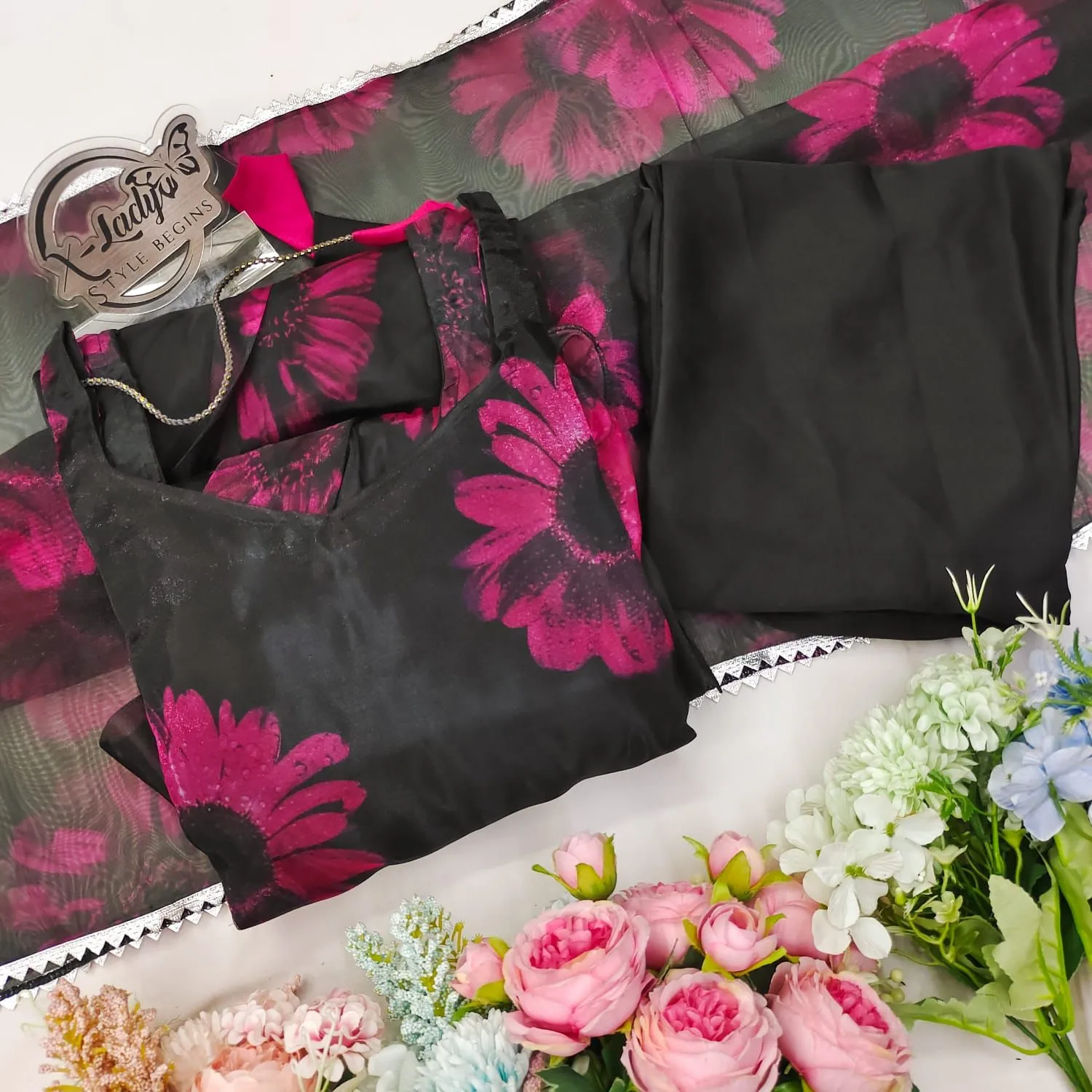 Floral print Organza Suit