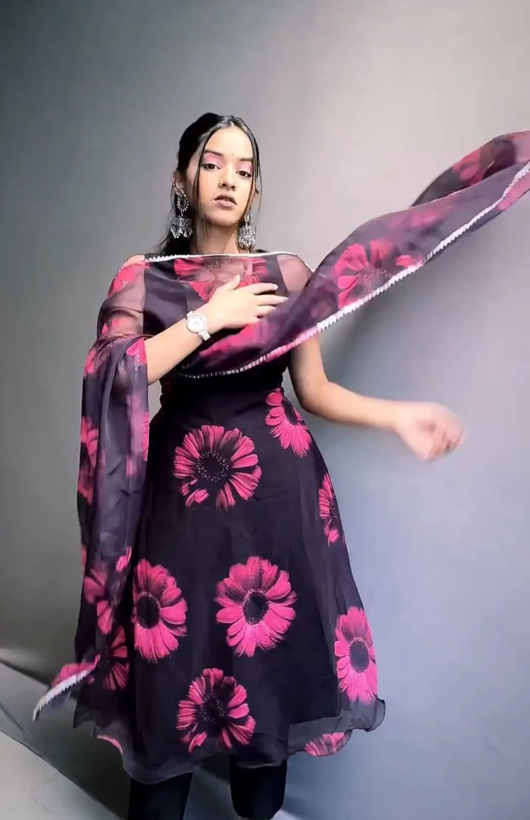 Floral print Organza Suit