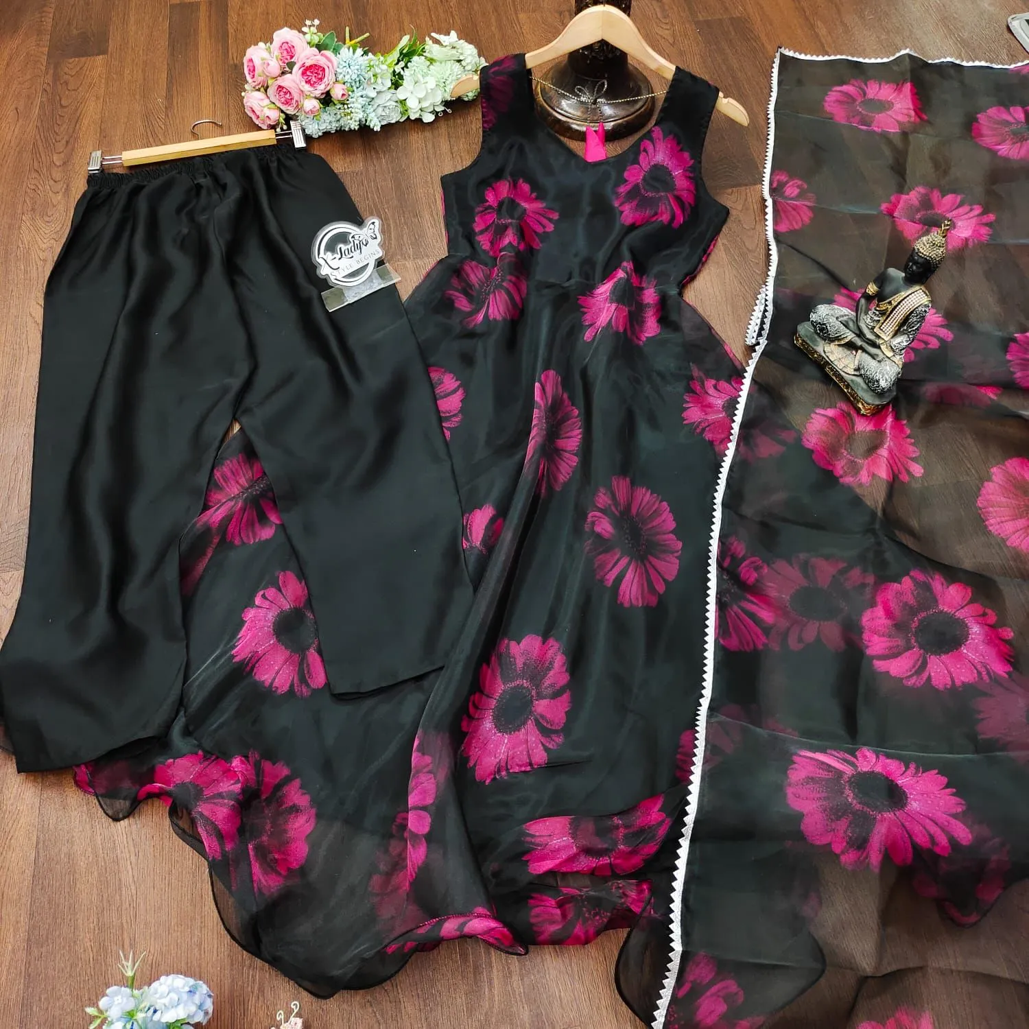 Floral print Organza Suit