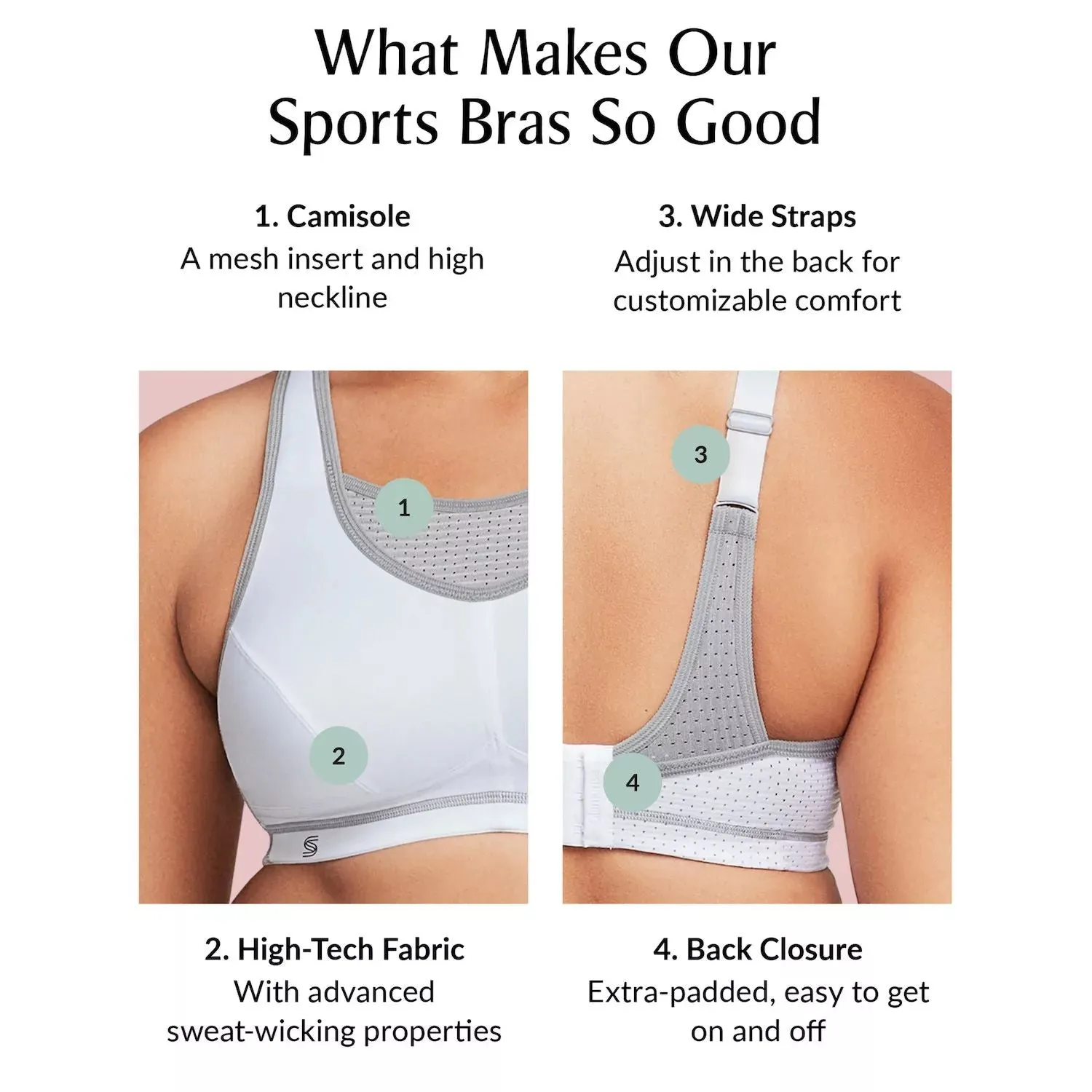 Glamorise Elite Performance Plus Size Medium Impact Strap Sports Bra 1067 Glamorise ,  white