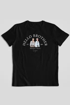 Hello Brother Black Graphic Printed Classic T-shirt