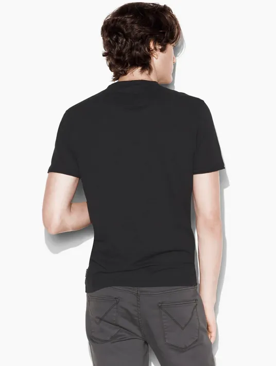 John Varvatos Raw Edged V-Neck Tee, Black