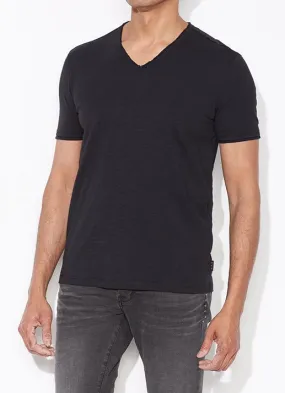 John Varvatos Raw Edged V-Neck Tee, Black