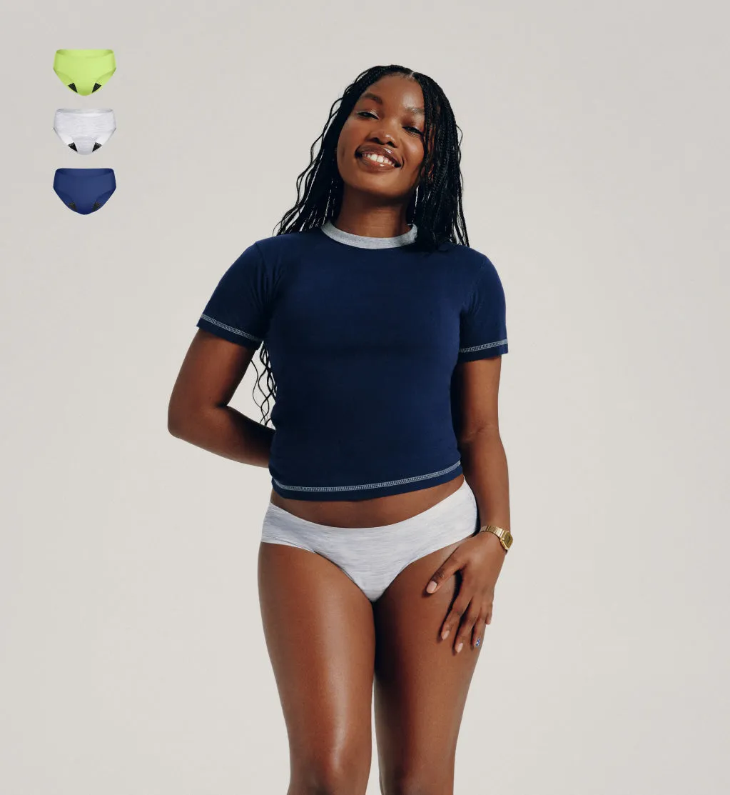 Leakproof UltraThin No-Show Underwear Bikini 3-Pack