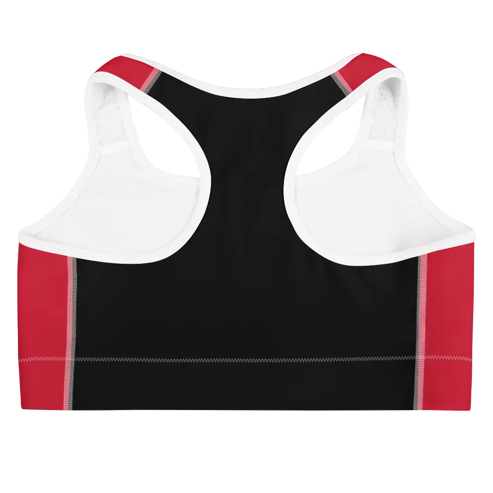 Medium Red / Black Sports bra