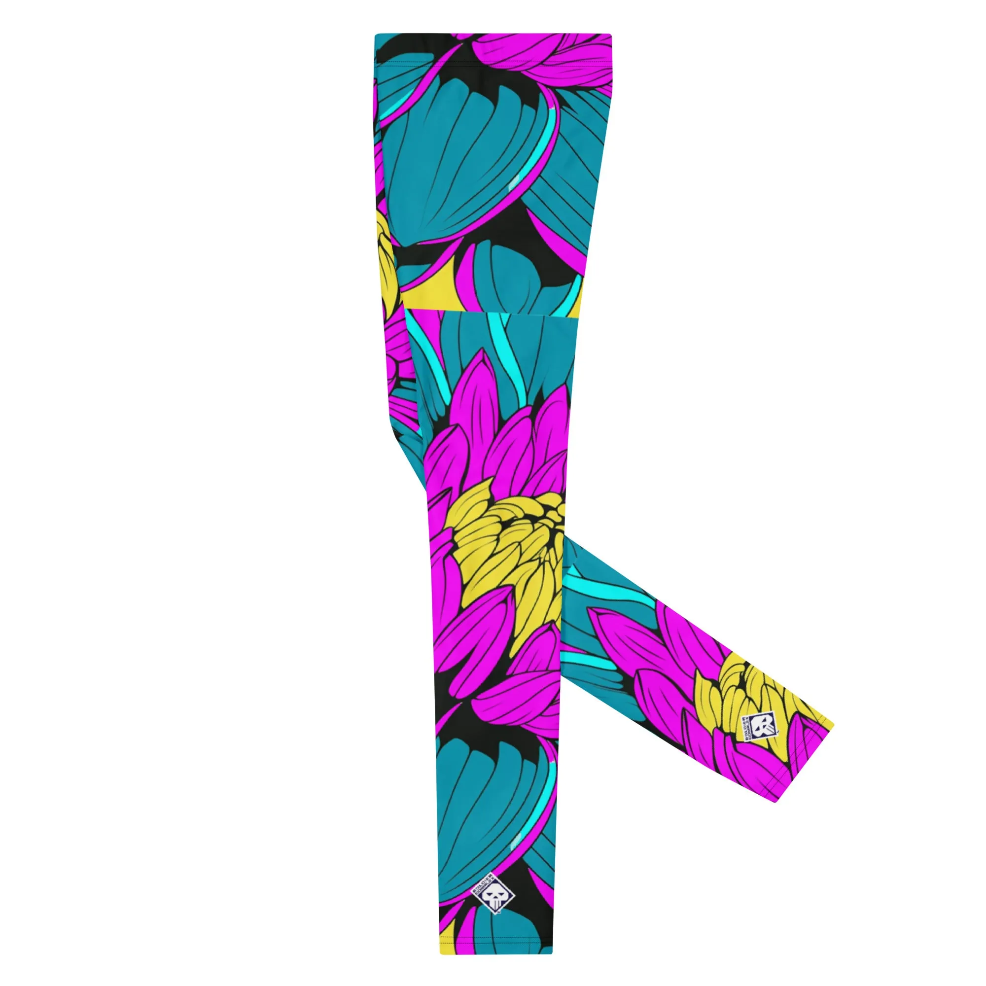 Men's Pop Art Athletic Leggings - Roy Lichtenstein Inspired Dahlia Print 001