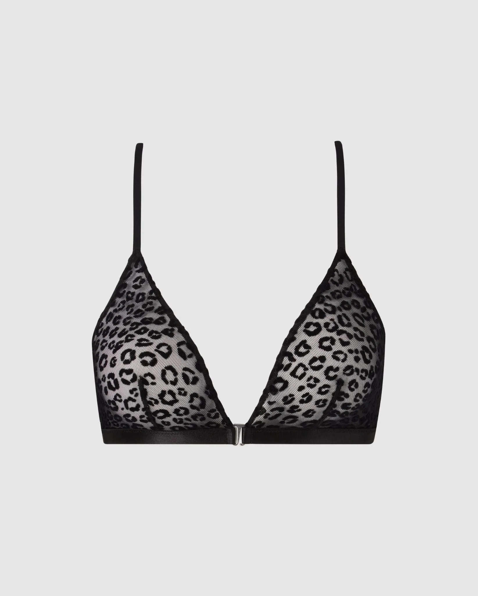 Mesh Racerback Triangle Bralette Black Leopard