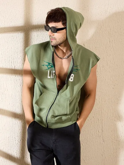 Mineral Green Lift Club Zipped Tank T-shirt