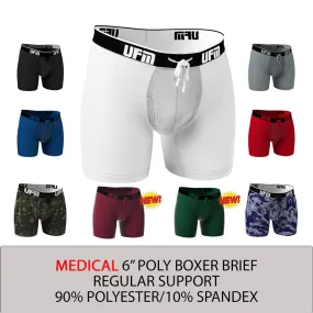 REG Support 6 Inch Boxer Briefs Polyester Black, Camo, Gray, Red, Royal Blue, White  NEW Wine & Pine
