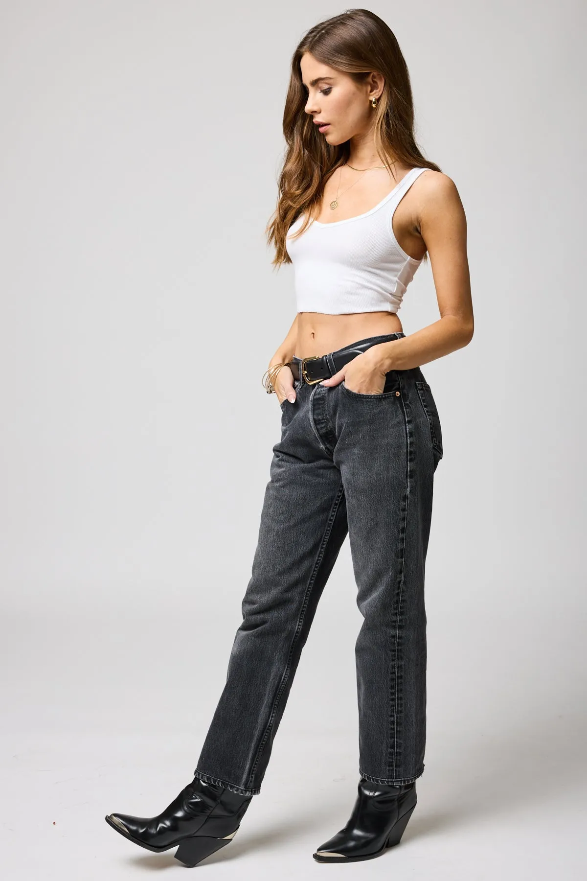 RIB DOUBLE SCOOP CROP TANK