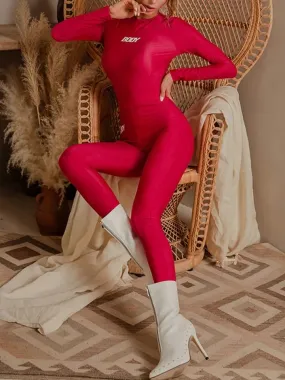 Simple Style Sports Suit Yoga Fitness Clothes New Print Stand Collar Long Sleeve Slim Bodysuit Casual Trousers Two-Piece Set S3994470
