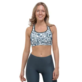 Skulls and Sunflowers Line-art Sports bra