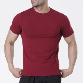 Tf-Maroon Muscle-Fit Premium Lycra Tee