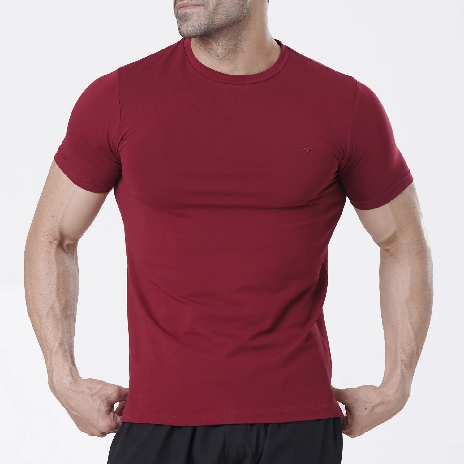 Tf-Maroon Muscle-Fit Premium Lycra Tee