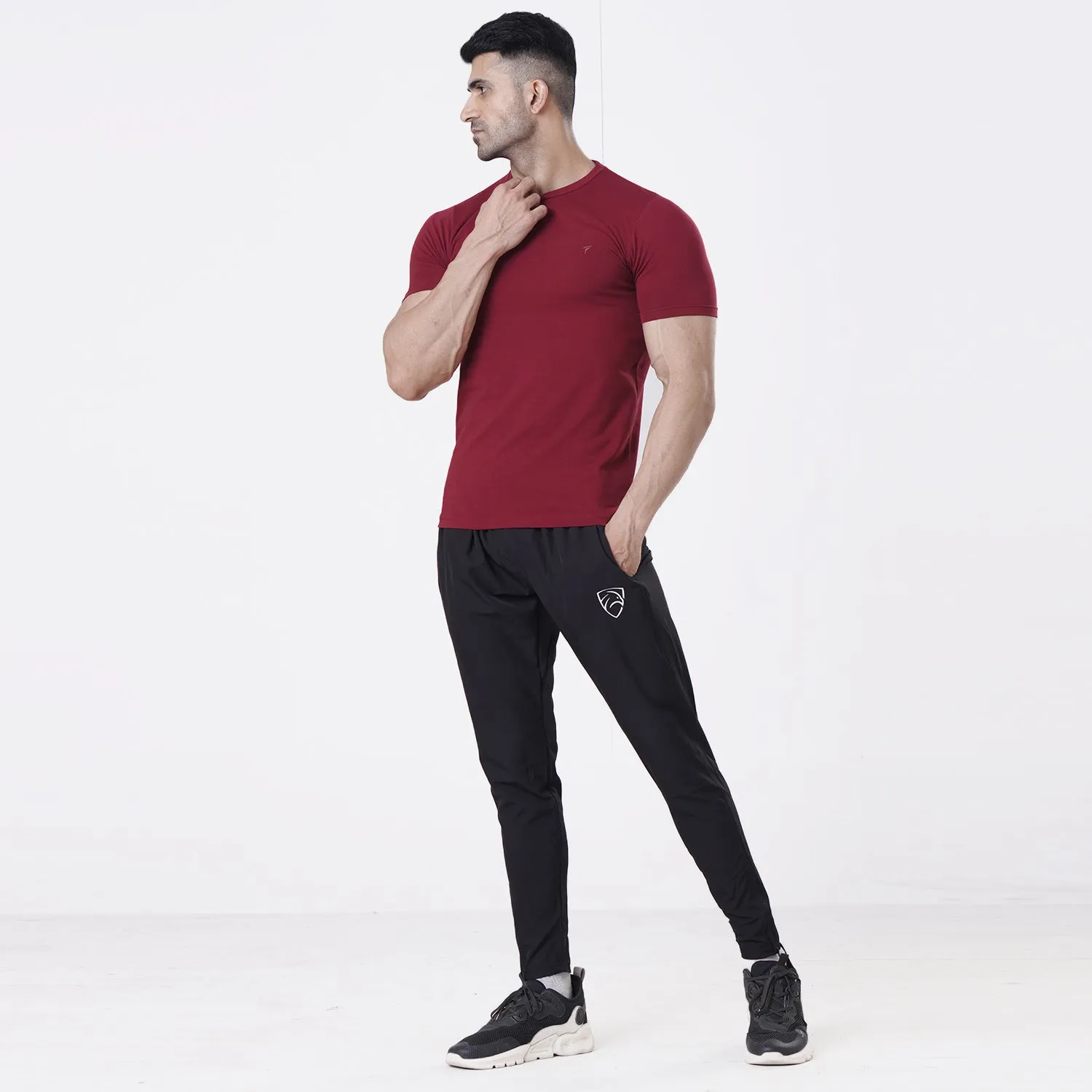 Tf-Maroon Muscle-Fit Premium Lycra Tee