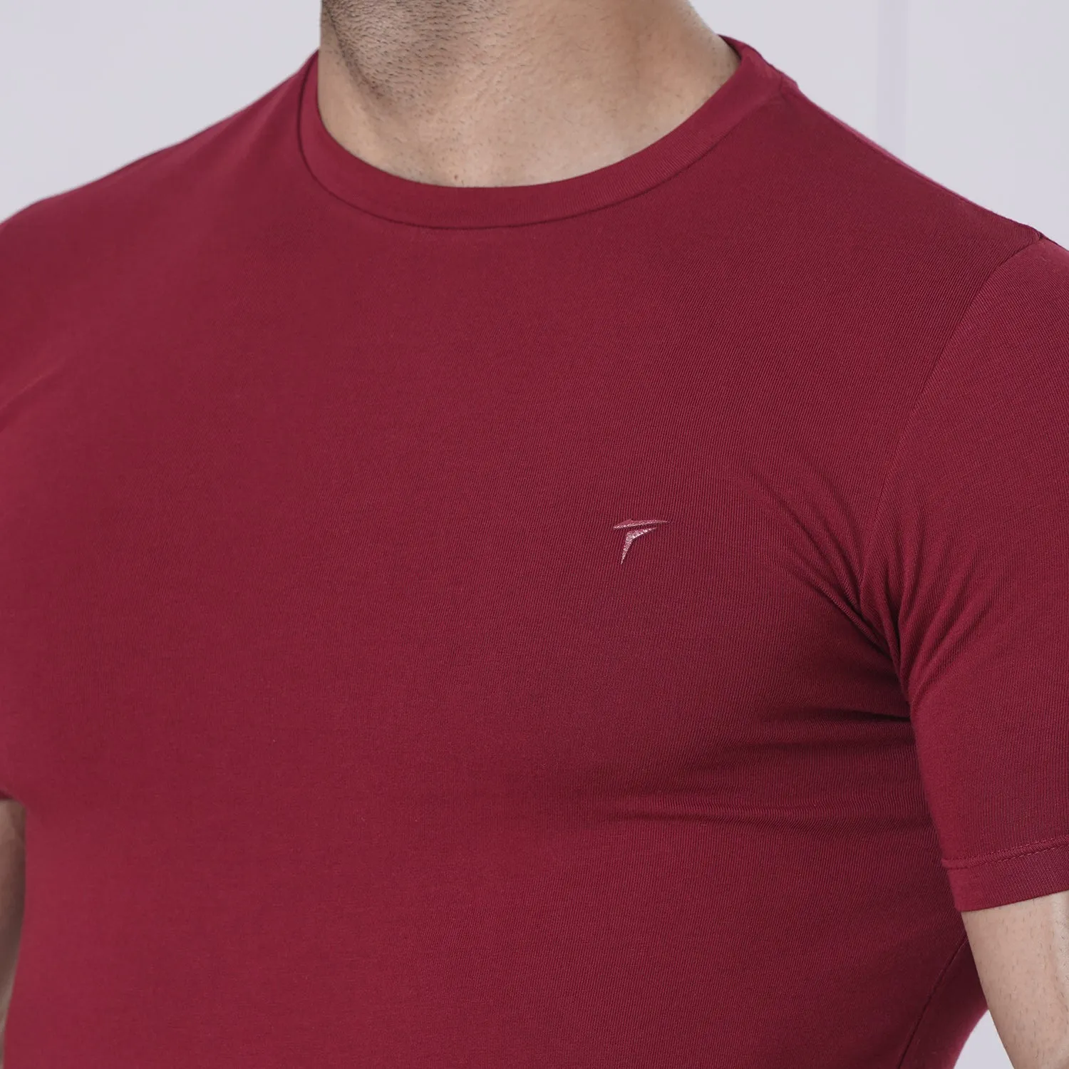 Tf-Maroon Muscle-Fit Premium Lycra Tee