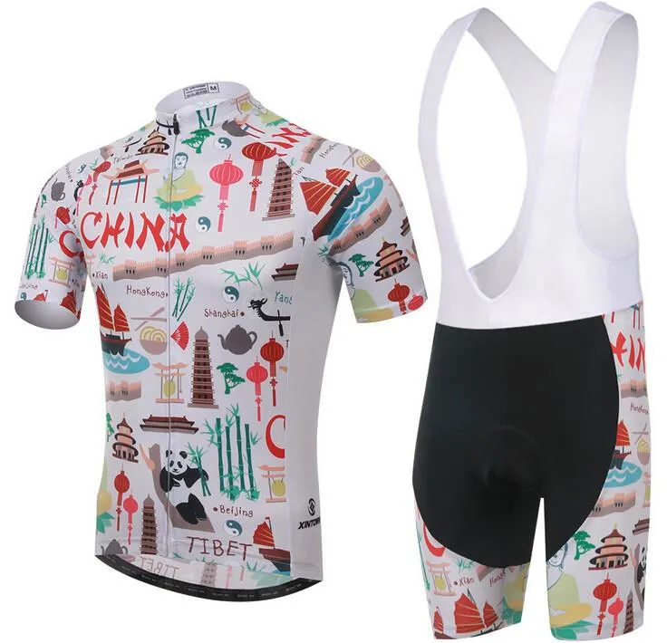 XINTOWN White Panda Short Sleeve Cycling Jersey Set